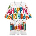 thumbnail image 4 of Happy Birthday Colorful Presents Balloons Womens Dress With Pockets Summer V Neck 3/4 Sleeve Dress Plus Size Loose Dress, 4 of 7