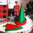 thumbnail image 4 of Lindo sombrero de Navidad Sombrero de elfo de Papá Noel Sombrero puntiagudo para celebraciones. (verde + rojo) (4 piezas), 4 of 5