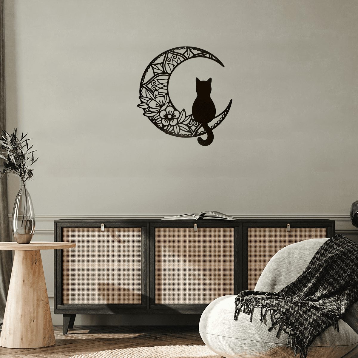 Bohemian Crescent Cat Wall Decor Pet Theme Home Decoration Christmas Holiday Gift