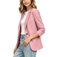 thumbnail image 5 of ClodeEU Women's Single Button 3/4 Sleeve Blazer,Casual Lightweight Lapel Work Jacket Pink,Women's Plus XL, 5 of 7