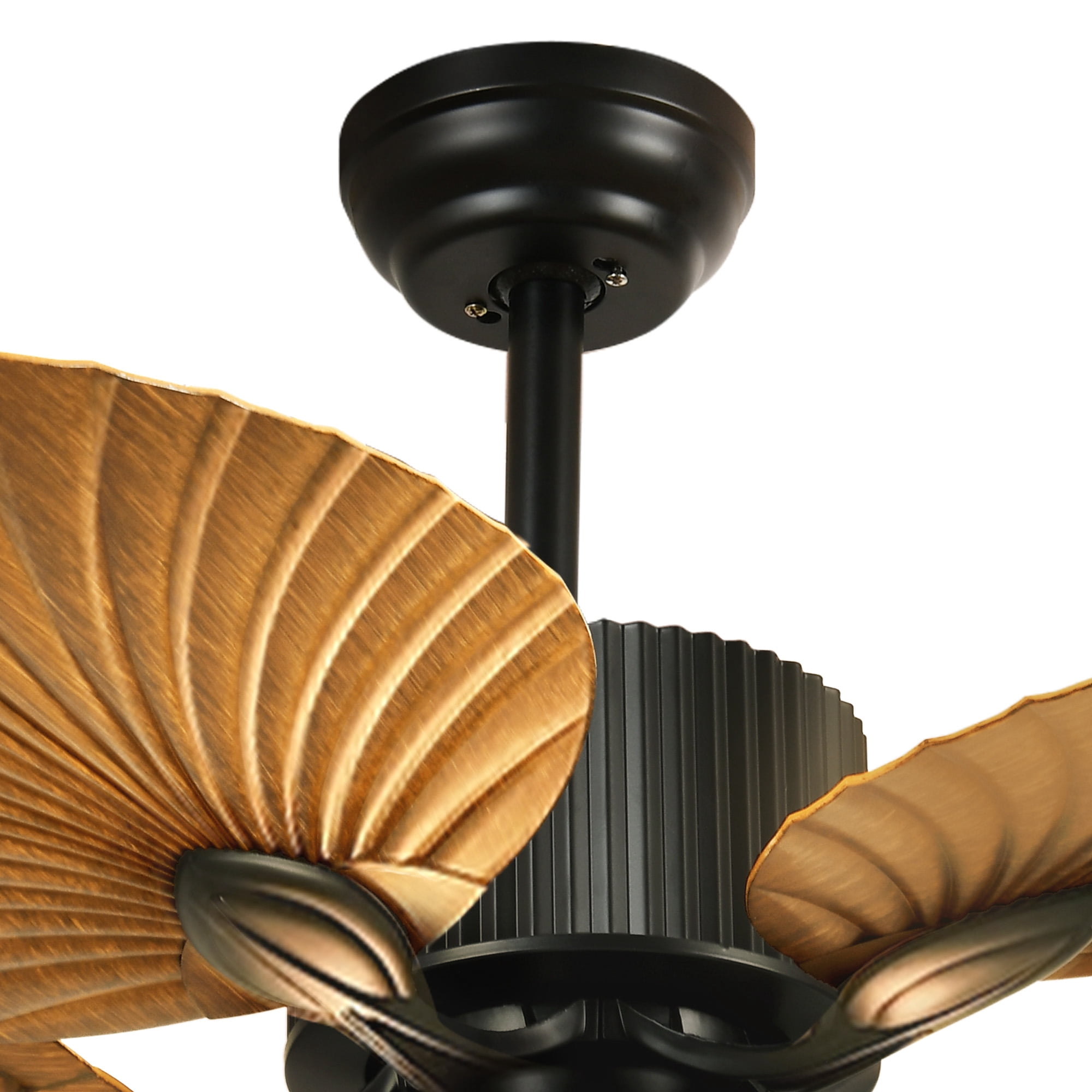 Uforic 52" Tropical Ceiling Fans with LED Light and Remote,Alexa,3 Ways Control,5 Palm Leaf blades Ceiling Fan - Brown