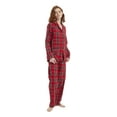 thumbnail image 4 of Amaxer Women's 100% Cotton Cozy Flannel Pajama Set - Long Sleeve Button-Up Top with Elastic Waist Pants, Warm & Soft Sleepwear, Red Christmas Plaid, XXL, 4 of 6
