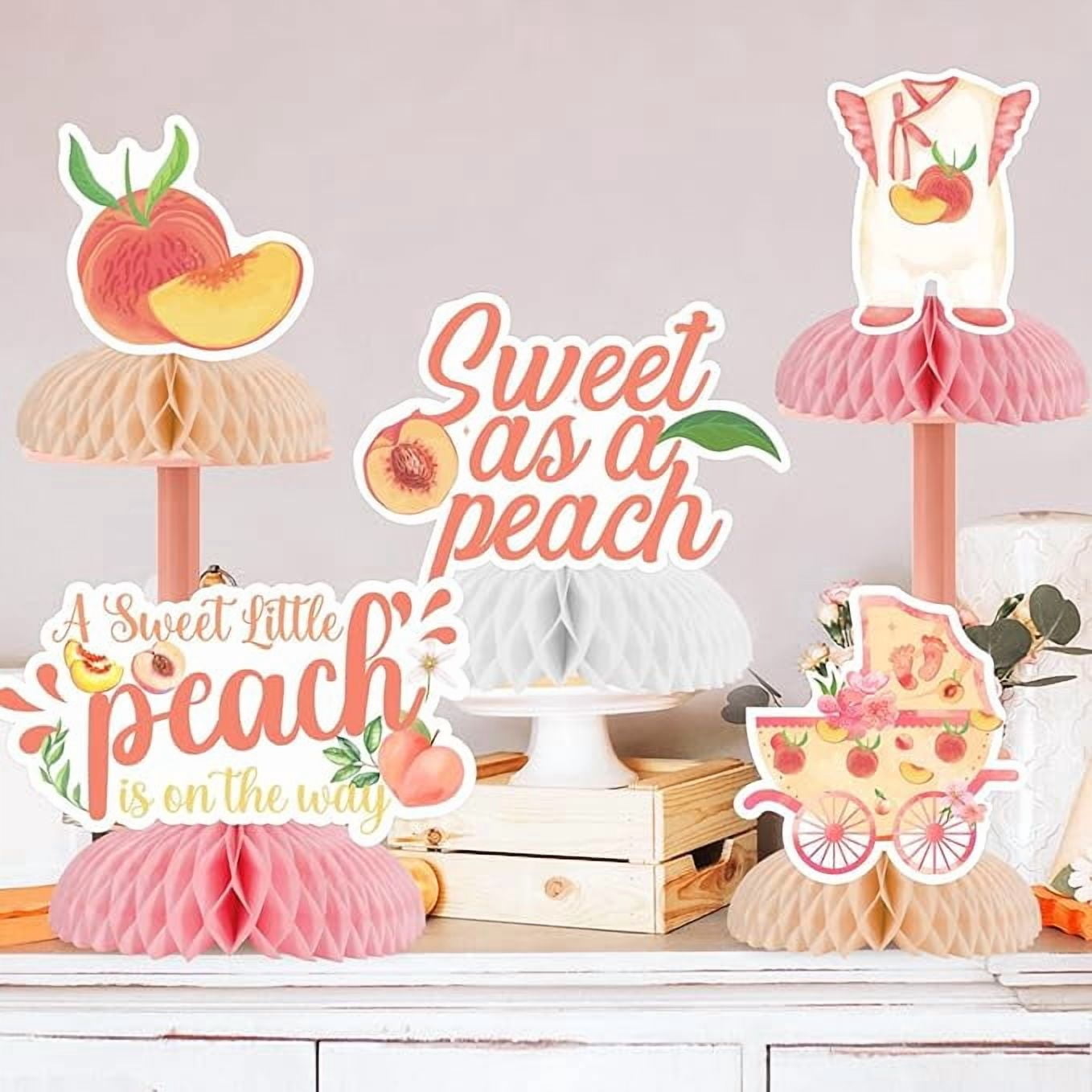 Peach Baby Shower Decorations Sweet As A Peach A Sweet Little Peach Is On The Way Honeycomb Centerpieces Peach Table Decorations Fruit Theme Welcome Baby Gender Reveal Party Supplies