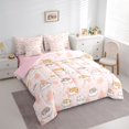 thumbnail image 2 of Manfei Funny Pet Twin Bedding, Kawaii Slepping Cat Bedding Comforter Set, Pink, Pink Reversible, 7pcs, 2 of 6