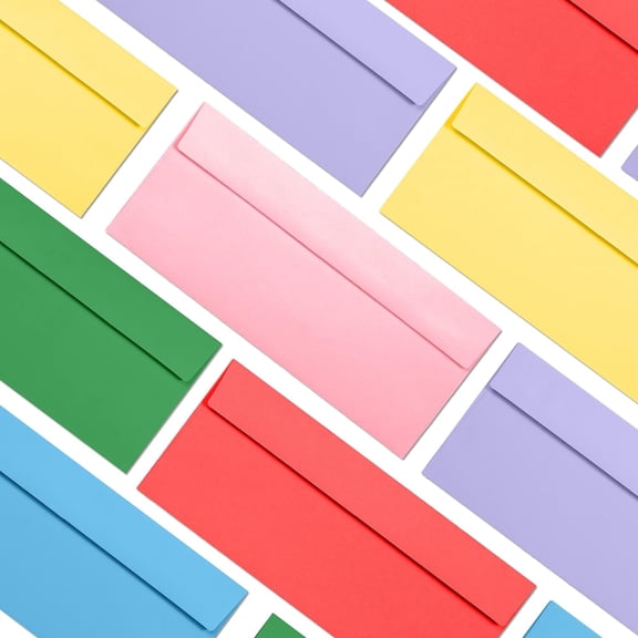 Business Envelopes #10, 100 Count, 10 Assorted Colors, Self-Seal, 4.13 x 9.5 Inches for Business Documents, Invoices, Mailing, and Office Checks