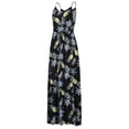thumbnail image 3 of Kitsin Womens Deep V Neck Floral Adjustable Spaghetti Strap Sundresses Beach Maxi Dress with Pockets, 3 of 7