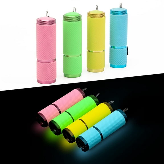 9 LED Glow in Dark Flashlights, 8 Pack Rubber Coated Small Flashlights with Straps, Hiking, Indoor, Assorted Colors