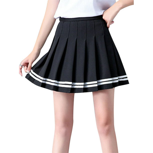 Funcee - Funcee Women Sweet High Waist Striped Stitching Skirt Student ...