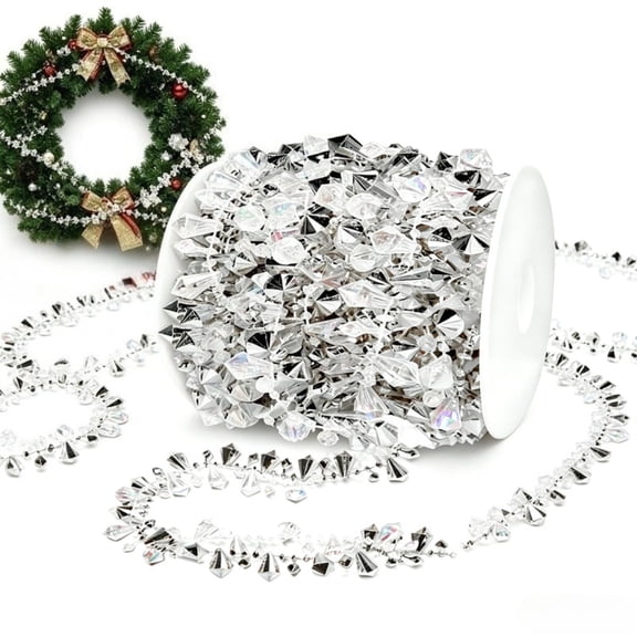Crystal Garland Bead Christmas Tree Clear Iridescent for Winter Home Decoration 32.80 Ft