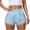 Light Blue, variant on Hurxie Women's Running Shorts with Zipper Pockets, Mid-Waisted Quick Dry Athletic Workout Sport Short White,M