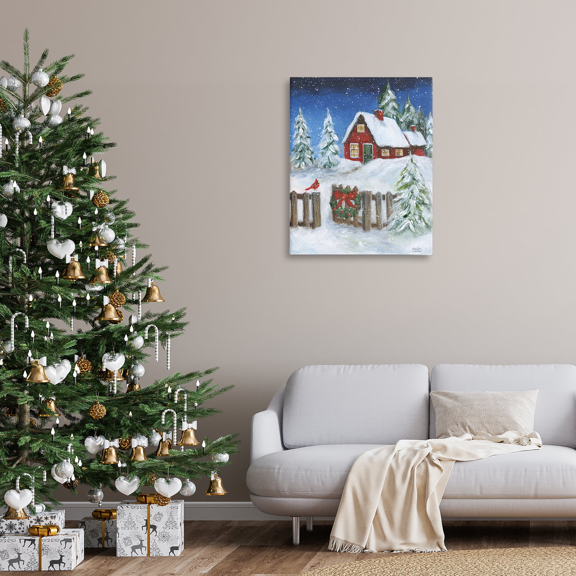 Stupell Industries Traditional Winter Scene Holiday Painting Gallery Wrapped Canvas Art Prints Wall Art, 30 x 40