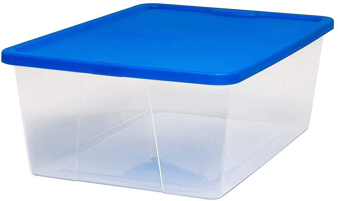 Homz Plastic Storage Sweater Box, With Lid, 12 Quart, Clear, Stackable