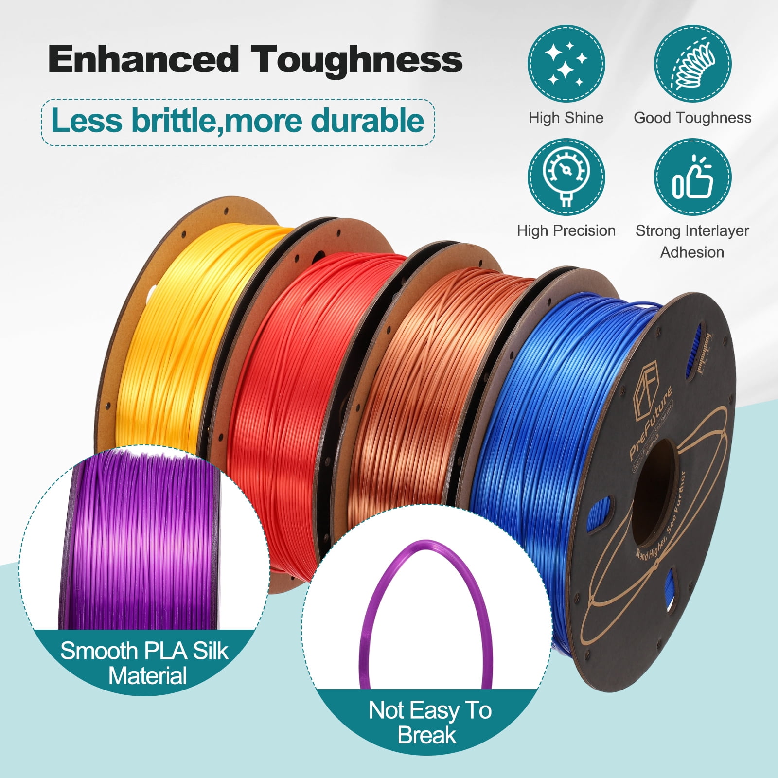 Uxcell Silk PLA Filament 1.75mm 1KG/2.2LB High Shine 3D Printer Filament, Enhanced Toughness, Dimensional Accuracy +/- 0.02mm for 3D Printer, Purple
