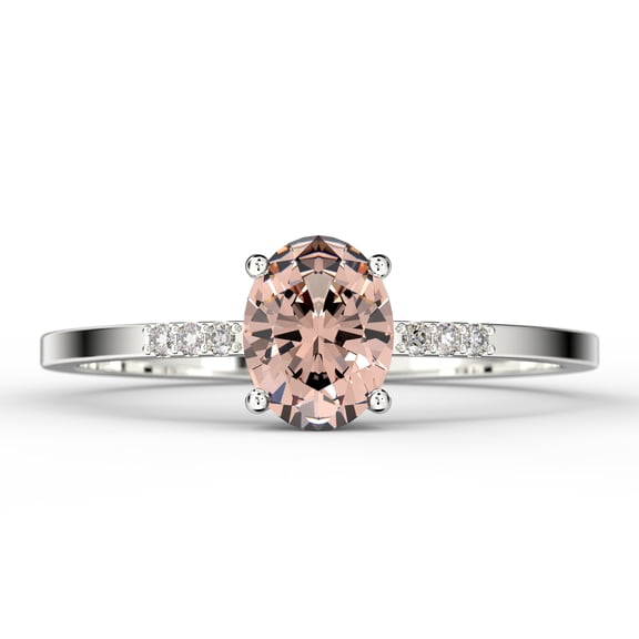 Beautiful Unique Art Deco 1.50 Carat Oval Cut Morganite And Diamond Moissanite Engagement Ring, Classic Wedding Ring in 925 Sterling Silver With 18k White Gold Plating Gift For Her, Girlfriend, Wife