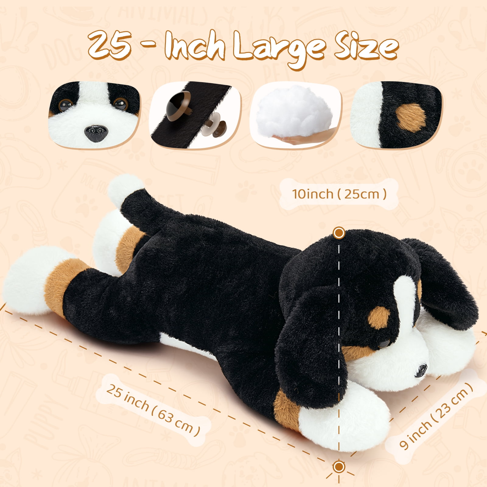 MaoGoLan 24.8'' Bernese Mountain Dog Stuffed Animal Giant Plush Dog Toy