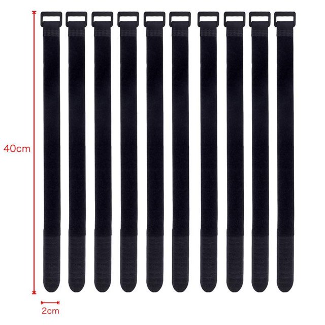 Magic Tape 10Pcs Reusable Hook Loop Nylon Straps Reverse Colored Fastening Tape Self Adhesive Cable Ties Wrap Bundle Fixed Ties 1500757-length 40cm width 2cm