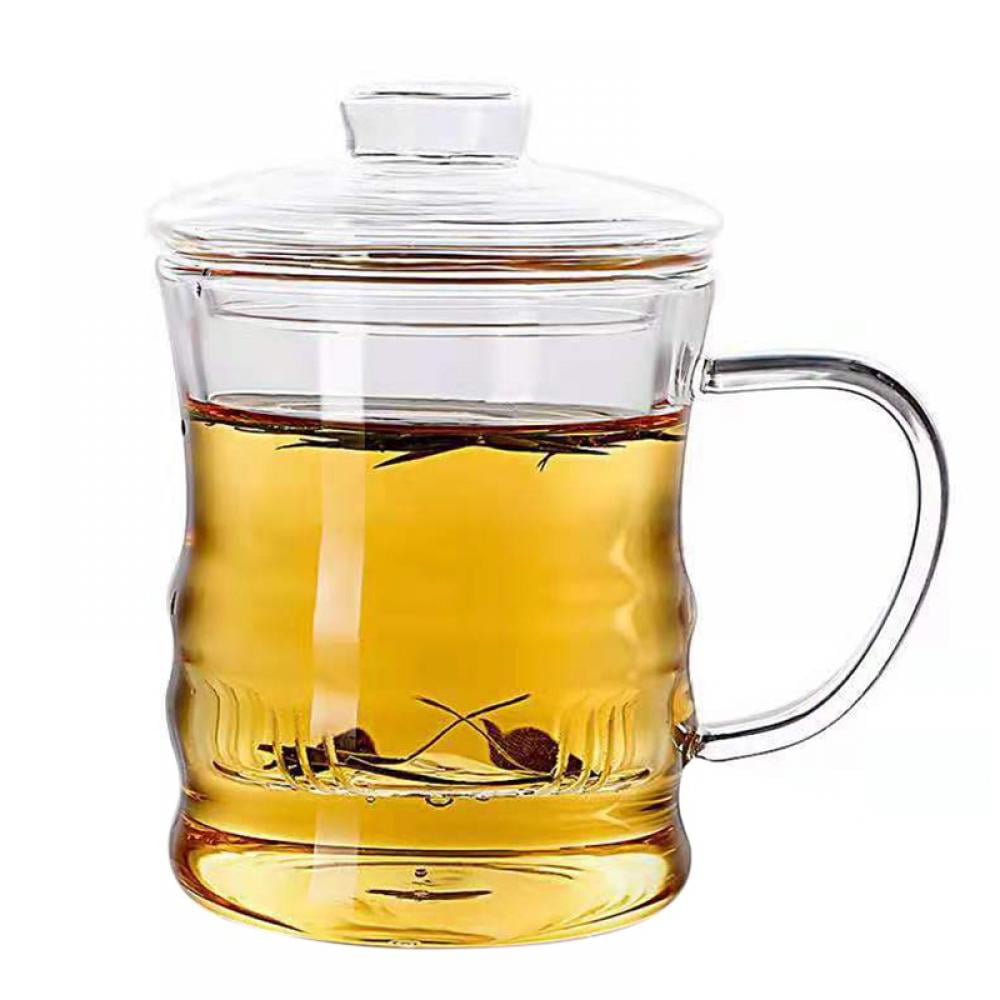 Transparent Glass Cup with Large Capacity Filter With Lid Office Water Tea Cup 