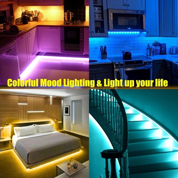 8 PCS 3.3FT Smart RGB Under Cabinet Lights Kit, Work with Alexa and Google Assistant, App and Remote Control, Music Sync Color Changing, Timer, Dimmable, for Cabinet, Counter, Shelf, Bookcase