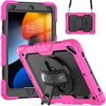 thumbnail image 2 of Case for iPad Air 3rd Generation 2019/iPad Pro 10.5 Inch 2017 with Screen Protector, 360 Degree Rotating Kickstand Hand Strap Heavy Duty Shockproof Cover with Shoulder Strap, Rose, 2 of 7