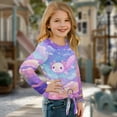 thumbnail image 3 of Xoenoiee Axolotl Cloud Star Print Girls Long Sleeve Shirts Tie Hem Fall T-Shirt Round Neck Tops Blouse Pullover Tunic Outfits Fall Clothes, 5-6 Year, 3 of 7