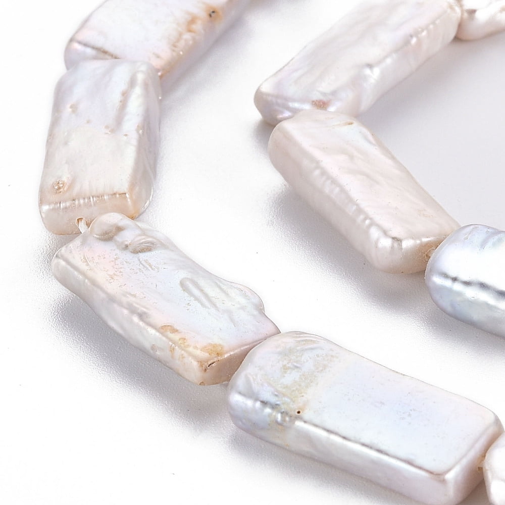 Natural Keshi Pearl Beads Strands Cultured Freshwater Pearl Rectangle Seashell Color 24~36x10~15x4~11mm Hole: 0.6mm about 11~15pcs/strand 14.76~15.75 inch(37.5~40cm)