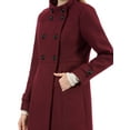 thumbnail image 6 of Unique Bargains Women's Winter Stand Collar Slant Pockets Double Breasted Coat M Burgundy, 6 of 7