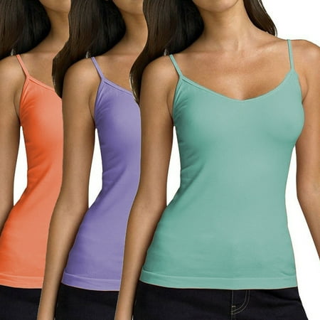 Microfiber Cami Set - Dream Cami (3 Pack) Seamless Extra Long Camisoles For Women Cami Tank Tops For Women Spaghetti Strap Super Soft