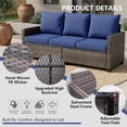 thumbnail image 6 of Orithm 3-Seat Navy Blue Patio Wicker Couch, High Back Outdoor Rattan Sofa with 4.3" Thick Cushion, Steel Frame Weather Resistant Patio Furniture for Backyard Garden, 6 of 9