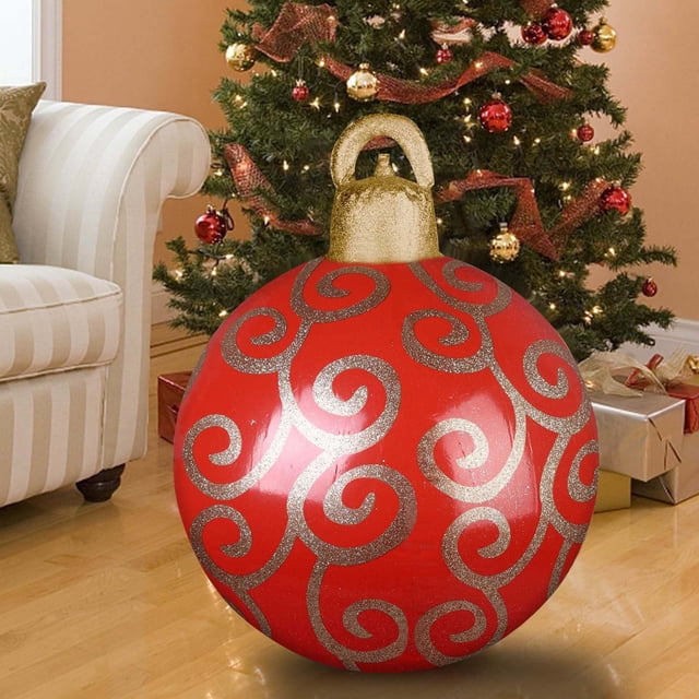Bola de Decoración Navideña Inflable de Pvc de 45 Cm para Exteriores | Tecnología de Polvo Brillante | Tamaño Grande de 60 Cm | Aplicable a Múltiples Escenarios | Incluye 1 Relleno