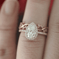 thumbnail image 6 of HeartsAndYou 1.5ct Pear Cut Moissanite Engagement Ring for Women 18k Rose Gold Over Silver Halo Bridal Set, 6 of 6