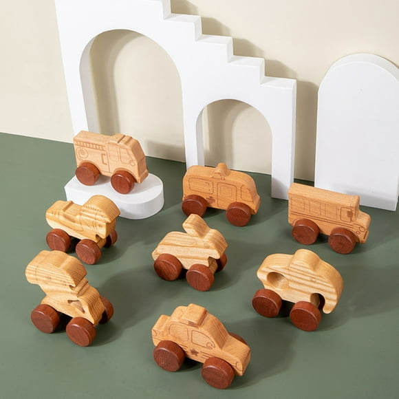 Baby Car Toy High Simulation Hand Eye Coordination Mini Solid Wood Baby Vehicle Animal Model Toy for Kids