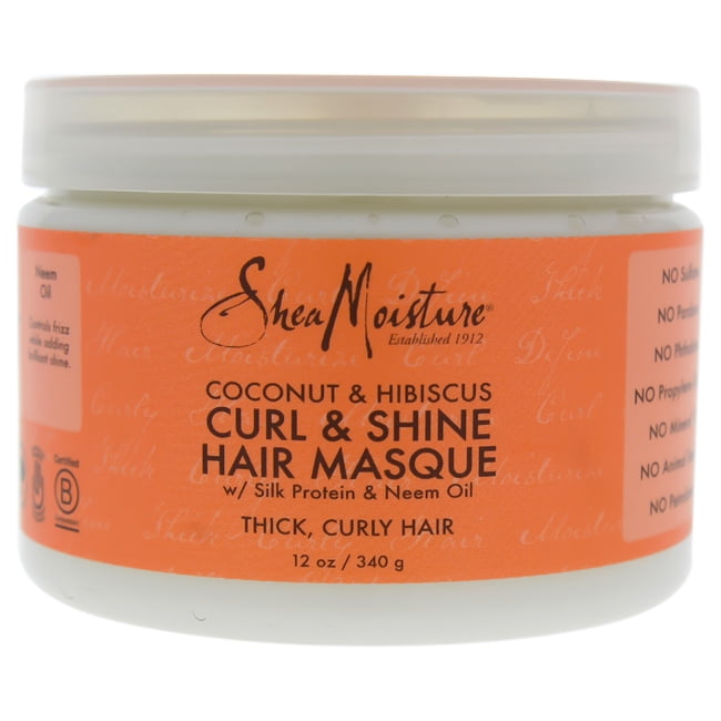 Coconut and Hibiscus Curl and Shine Hair Masque by Shea Moisture for Unisex 12 oz Masque Coconut and Hibiscus Curl and Shine Hair Masque by Shea Moisture for Unisex 12 oz Masque