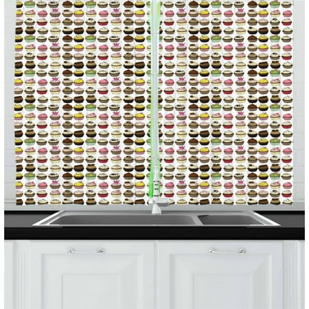 Cupcake Curtains 2 Panels Set Chocolare Muffin Vanilla Cream