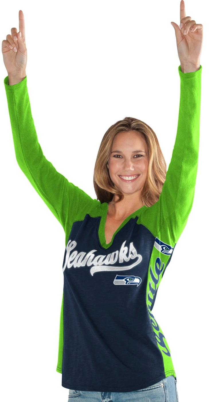 Seattle Seahawks Women's G-III NFL "Stadium" V-neck Long Sleeve T-shirt by G-III Sports