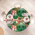 thumbnail image 4 of Ambesonne Tropical Emoji Fitted Round Tablecloth, Funny Faces Exotic, 45"- 56" Diameter, Sea Green Vermilion, 4 of 5
