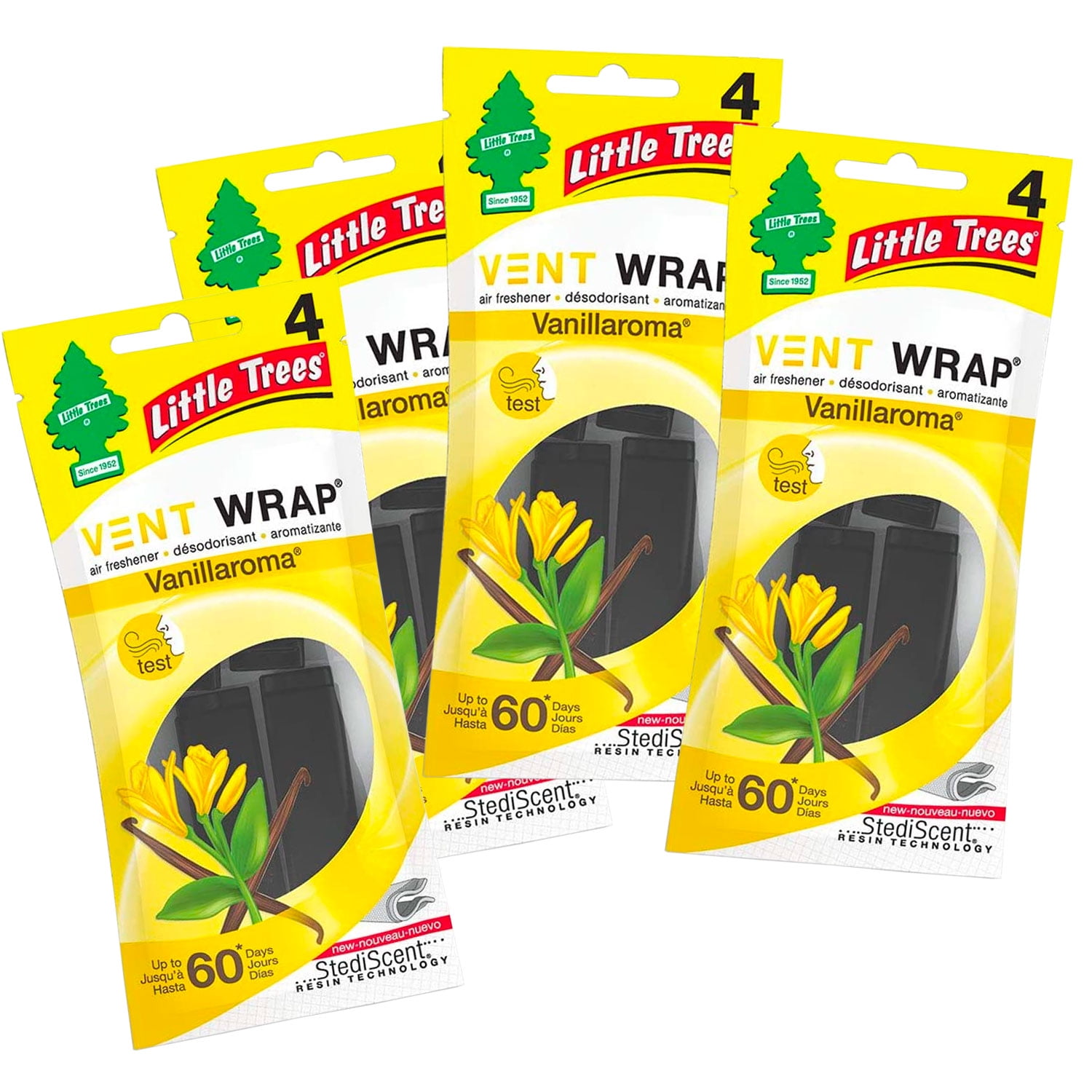 Little Trees Vent Wrap Air Freshener, Vanillaroma, 4Packs (4 Count