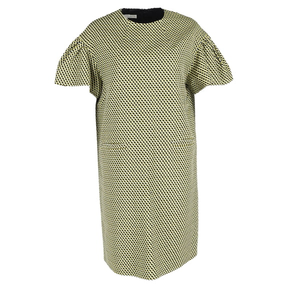 Pre-Owned Dries Van Noten Geometric Printed Dress in Multicolor Silk