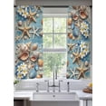 thumbnail image 2 of Summer Beach Sheer Curtains 63 Inch Long 2 Panels, Coastal Starfish Conch Shells Flower Blue Wood Light Filtering Rod Pocket Curtains, Sheer Voile Drapes for Living Room Bedroom, 52"x63", 2 of 8