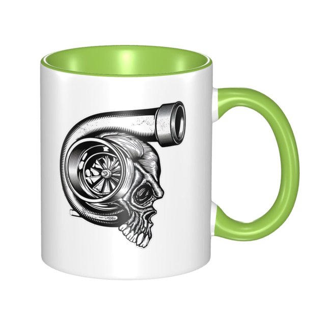 Turbocompresor con forma de calavera para coche de carreras, turbo, mecánico, tuning, divertido, taza de cerámica para café, té, trabajo de oficina, regalo