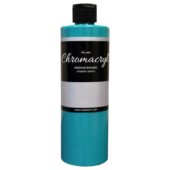 chroma 1233 premium students acrylic paint, 1 pint bottle, 8" height, 2.5" width, 2.5" length, turquoise