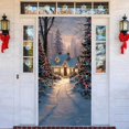 thumbnail image 3 of Snowman Door Sign Decorative Tapestry Polyester Material Durable Fade-Resistant Washable Double-Sided Easy to Hang for Holiday Party Photo Taking Home Wall Decor Family Gatherings, 3 of 5