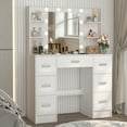 thumbnail image 5 of Yamissi Makeup Vanity Table with Lights, White Vanity Desk with Mirror, 7 Drawers Dressing Table for Women Girls Bedroom, 5 of 8