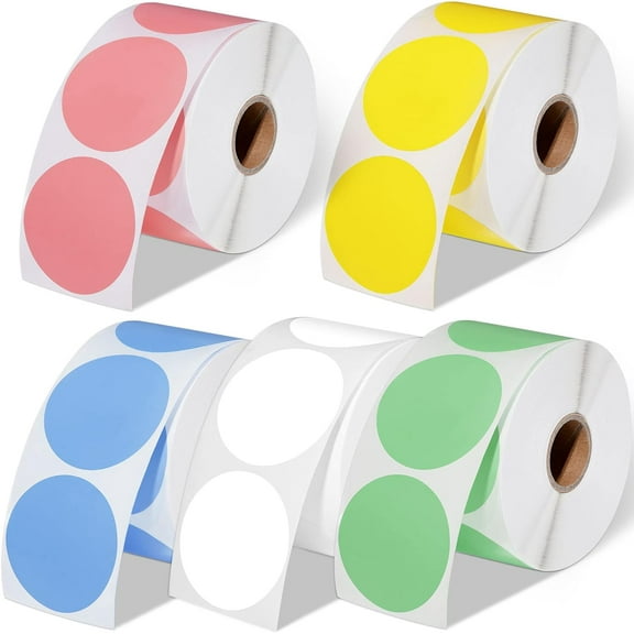 3750 sheets 2 inch round thermal label paper 5 rolls color stickers enterprise DIY barcode name stickers
