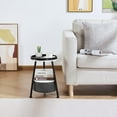 thumbnail image 2 of Small Round End Table, 2 Tier Round Side Table with Storage Basket,11.8”D*17.8”H Small Round Table,Sofa Side Table,Small Round Nightstand for Living Room Bedroom, 2 of 18