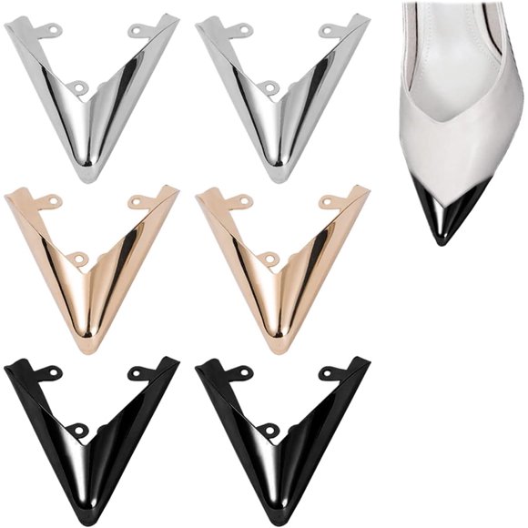 Amazing Excellently 3 Pairs High Heel Toe Cap Detachable Shoe Pointed Protector Metal Anti Wear Shoe Clips Shoe Broken Repair Accessories Silver, Black, White to Create a Welcoming Atmosphere