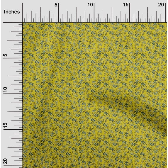 oneOone Cotton Poplin Fabric Floral Block Printed Craft Fabric BTY 42 Inch Wide