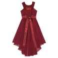 thumbnail image 4 of Linjinx Flower Girl Sleeveless Beaded High Low Dress Asymmetrical Chiffon Junior Bridesmaid Dress Burgundy 6, 4 of 4
