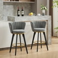 thumbnail image 3 of Tcbosik Modern Upholstered Bar Stools Set of 2, Swivel Counter Height Stool with Back for Kitchen, Dining Room, Gray, 3 of 6