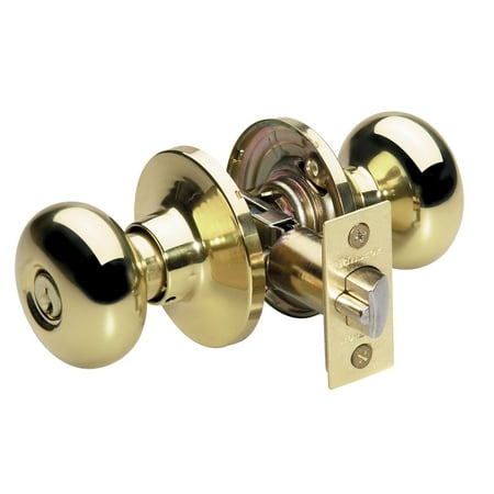 Master Lock Door Lock BCO0103 Biscuit Style Door Knob, Polished Brass