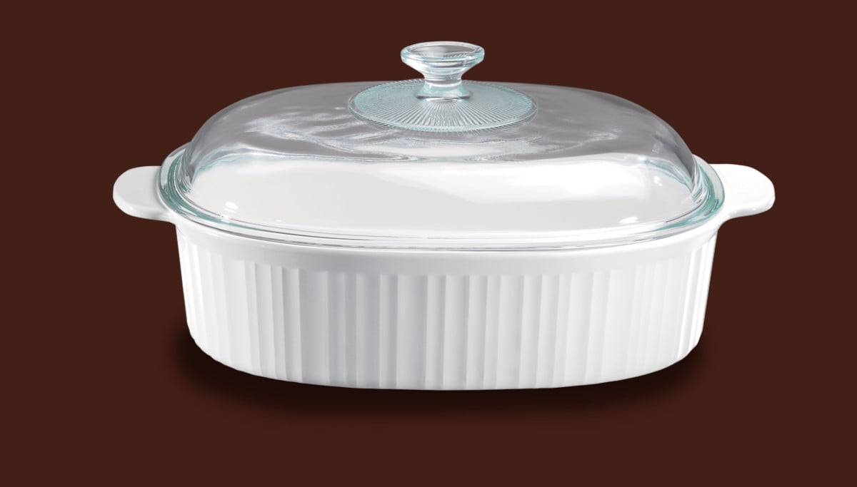 white oval casserole dish